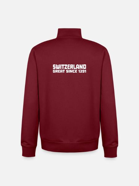 Switzerland - Great Since 1291 - Schweiz - Schwiiz - Unisex Organic Zip Sweatshirt by Stanley/Stella - burgundy
