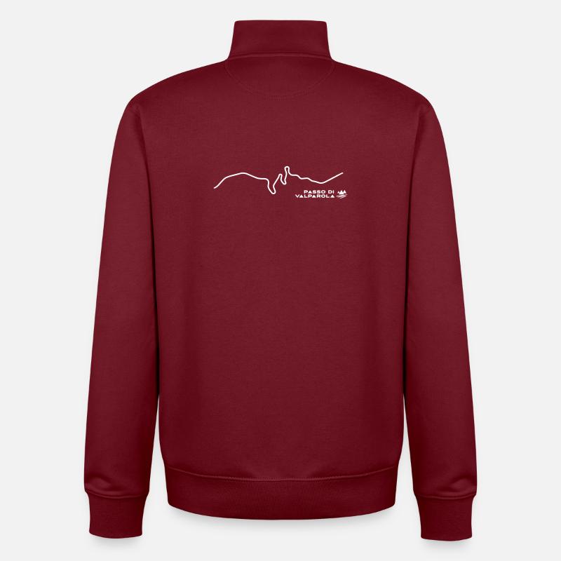 Passo di Valparola – Dolomites Pass - Unisex Organic Zip Sweatshirt by Stanley/Stella - burgundy