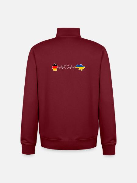 Heartbeat of Germany and Ukraine - Unisex Organic Zip Sweatshirt by Stanley/Stella - burgundy
