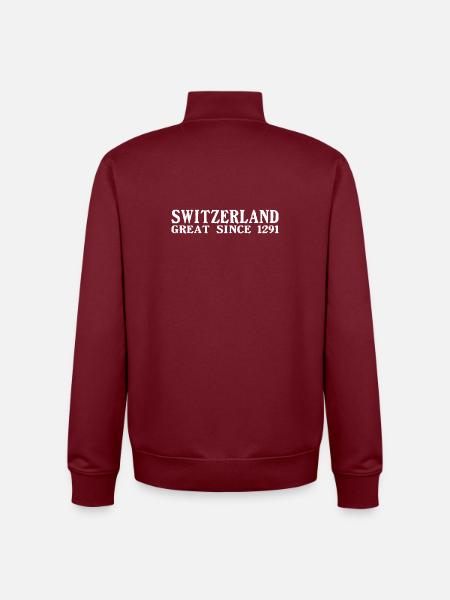 Switzerland - Great Since 1291 - Schweiz - Schwiiz - Unisex Organic Zip Sweatshirt by Stanley/Stella - burgundy