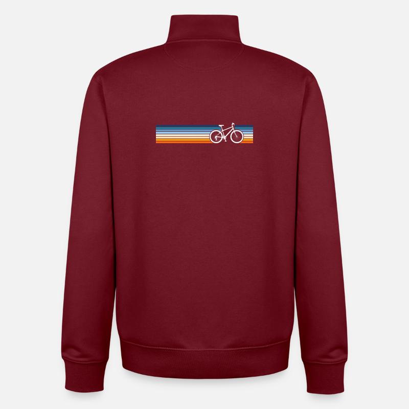 Retro Bicycle Pattern Fade - Unisex Organic Zip Sweatshirt by Stanley/Stella - burgundy