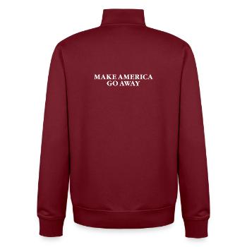 MAKE AMERICA GO AWAY - Unisex Organic Zip Sweatshirt by Stanley/Stella - burgundy - Back - AI Model Male 185 dark (185cm)