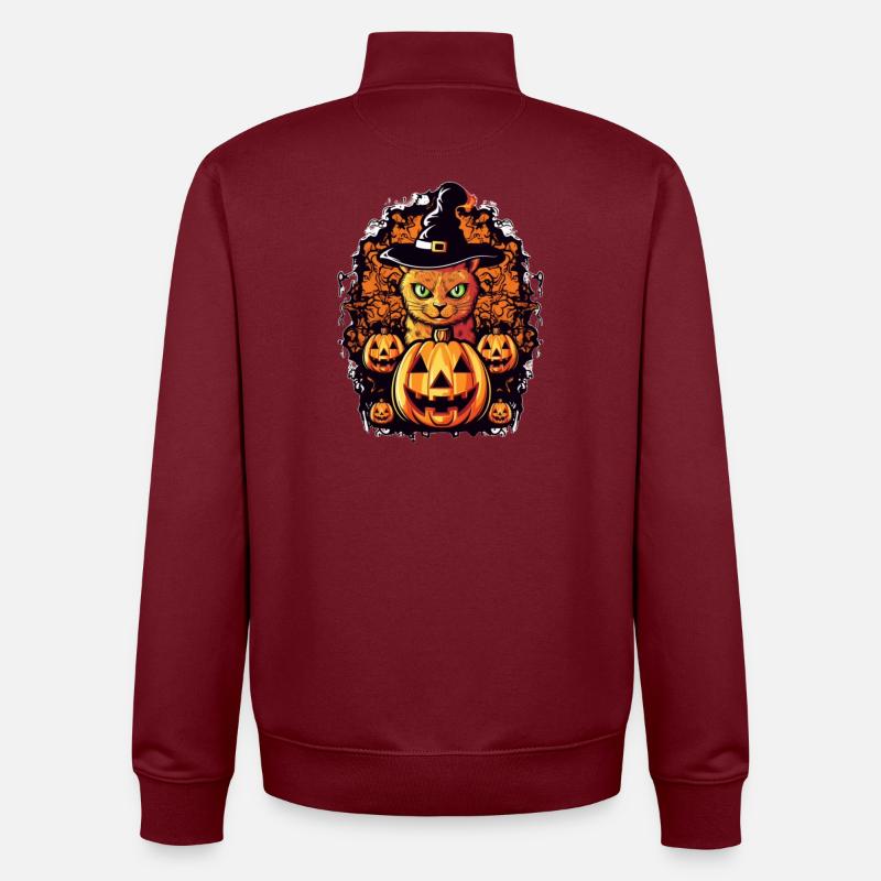 Conception d’Halloween Cat Magic - Sweat zippé unisexe en coton bio Stanley/Stella - bordeaux