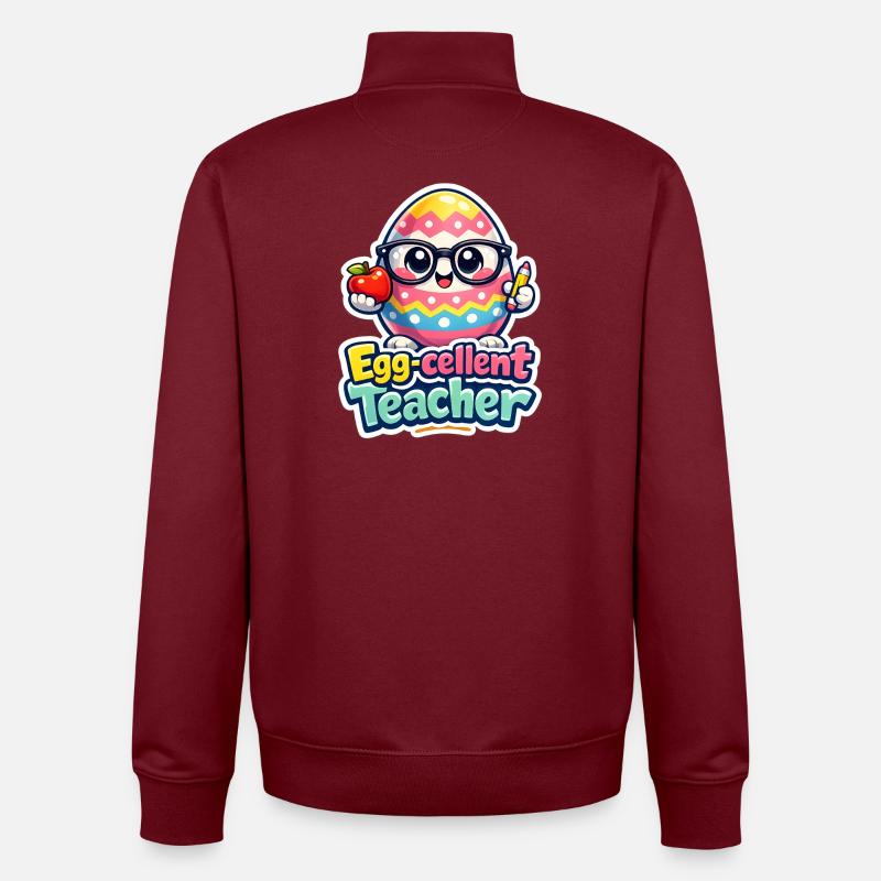 Egg Cellent Enseignant Œuf de Pâques - Sweat zippé unisexe en coton bio Stanley/Stella - bordeaux