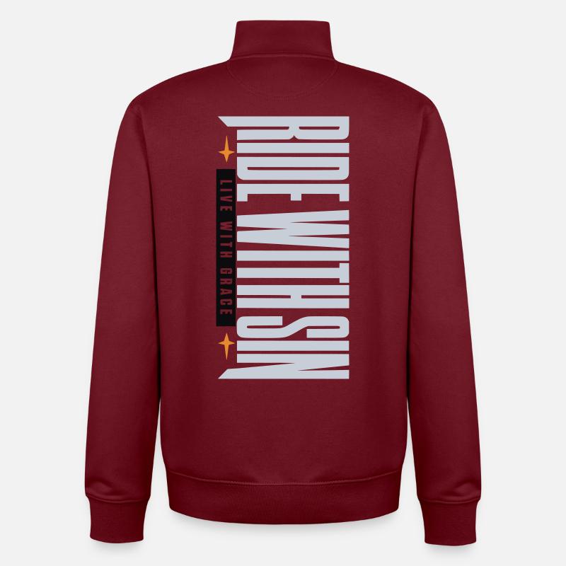 Sinners Live With Grace - Unisex Organic Zip Sweatshirt von Stanley/Stella - Burgunderrot