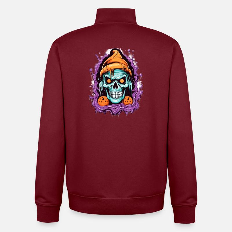 Graffiti Skull mit Halloween-Elementen - Unisex Organic Zip Sweatshirt von Stanley/Stella - Burgunderrot