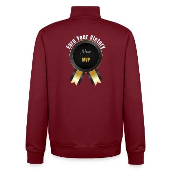 Verdiene deinen Sieg – Champion-Auszeichnung | Motivation Ba - Unisex Organic Zip Sweatshirt von Stanley/Stella - Burgunderrot - Hinten - AI Model Male 185 dark (185cm)