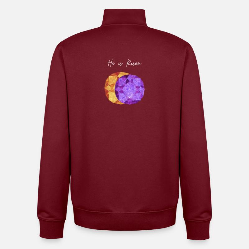 He is Risen Geometric Gem - Unisex Organic Zip Sweatshirt by Stanley/Stella - burgundy