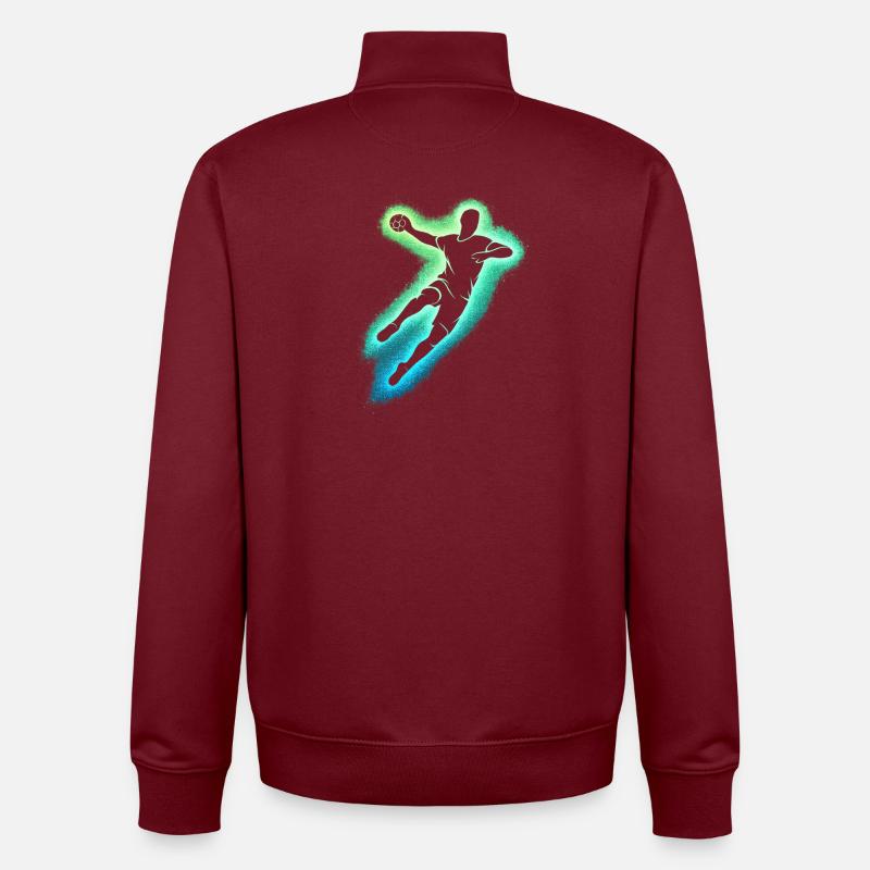 Silhouette de saut néon de handball - Sweat zippé unisexe en coton bio Stanley/Stella - bordeaux