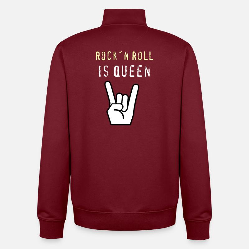 Rockn_Roll_is_Queen - Unisex Organic Zip Sweatshirt von Stanley/Stella - Burgunderrot