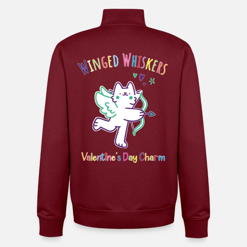 Moustaches ailées-Breloque de la Saint-Valentin - Sweat zippé unisexe en coton bio Stanley/Stella - bordeaux