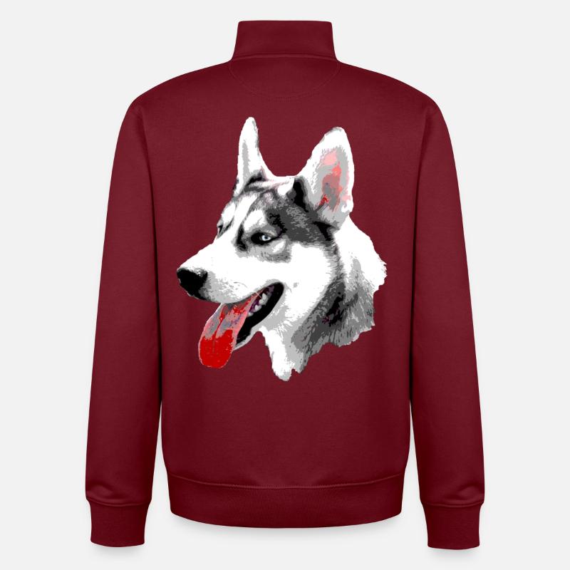 Husky Pop Art Kopf - Unisex Organic Zip Sweatshirt von Stanley/Stella - Burgunderrot