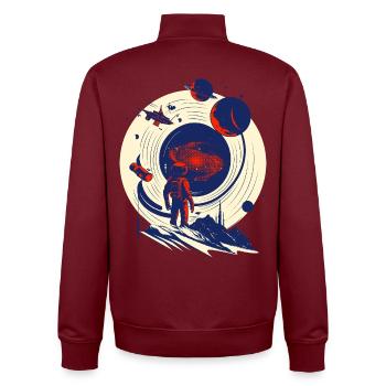 Astronaut at the cosmic portal - Unisex Organic Zip Sweatshirt by Stanley/Stella - burgundy - Back - AI Model Male 185 dark (185cm)