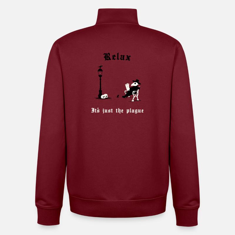 Relax - It's just the plague - Unisex Organic Zip Sweatshirt von Stanley/Stella - Burgunderrot