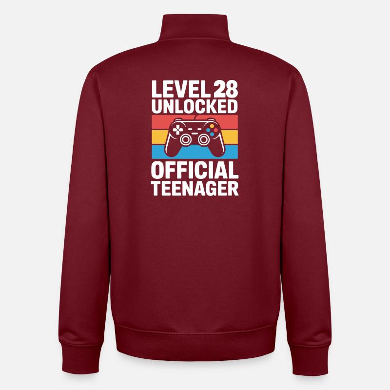 Level 28 Freigeschaltetes Tee-Tee - Unisex Organic Zip Sweatshirt von Stanley/Stella - Burgunderrot