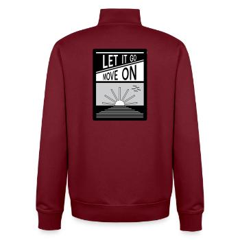 Loslassen. Mach weiter. - Unisex Organic Zip Sweatshirt von Stanley/Stella - Burgunderrot - Hinten - AI Model Male 185 dark (185cm)
