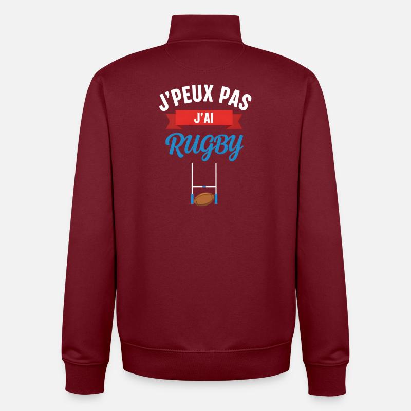 J'peux pas j'ai rugby graphique - Sweat zippé unisexe en coton bio Stanley/Stella - bordeaux