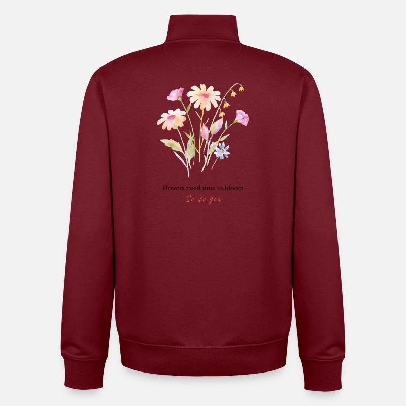 Bouquet aquarelle - Sweat zippé unisexe en coton bio Stanley/Stella - bordeaux