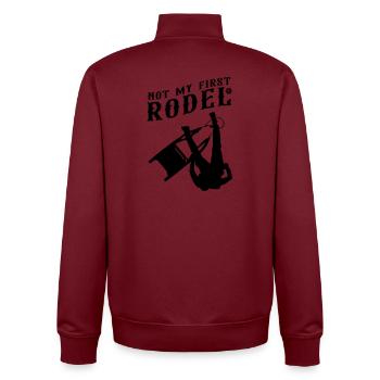 RG-RODEO2 - Sweat zippé unisexe en coton bio Stanley/Stella - bordeaux - Dos - AI Model Male 185 dark (185cm)