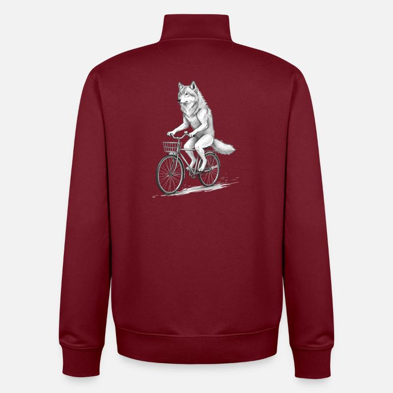 Wolf Cyclist à vélo - Sweat zippé unisexe en coton bio Stanley/Stella - bordeaux