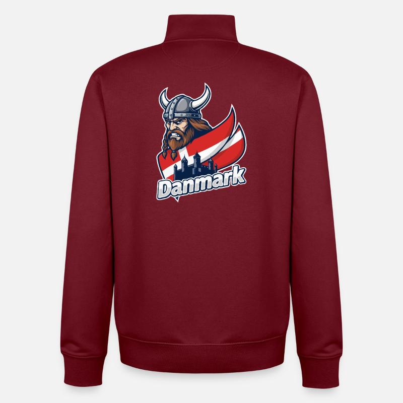 Emblème viking du Danemark - Sweat zippé unisexe en coton bio Stanley/Stella - bordeaux
