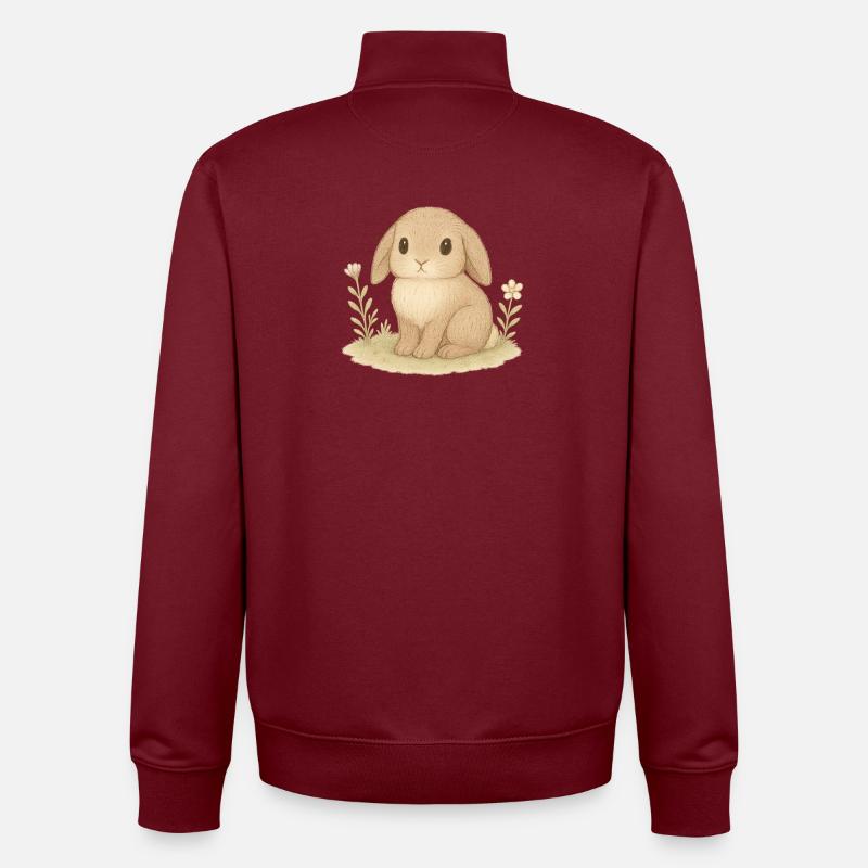 Nordic Forest - Bunny - Unisex Organic Zip Sweatshirt by Stanley/Stella - burgundy