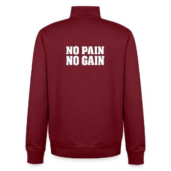 No Pain No Gain – Fitness Life - Unisex Organic Zip Sweatshirt by Stanley/Stella - burgundy - Back - AI Model Male 185 dark (185cm)