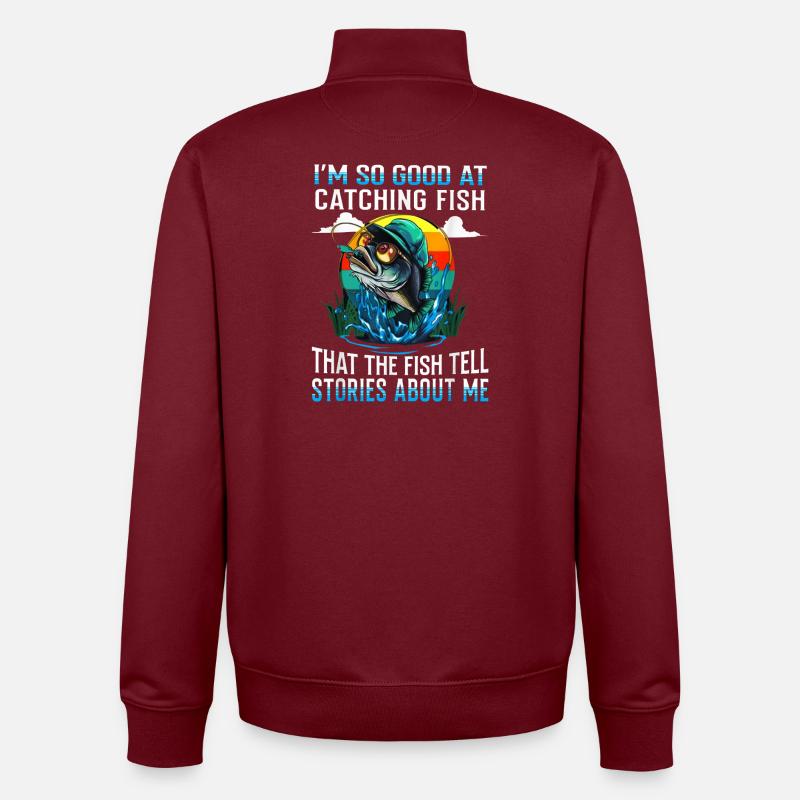 Attraper des histoires de poisson Tee - Sweat zippé unisexe en coton bio Stanley/Stella - bordeaux