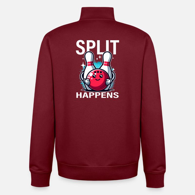 Split Arrive Bowling Joie - Sweat zippé unisexe en coton bio Stanley/Stella - bordeaux