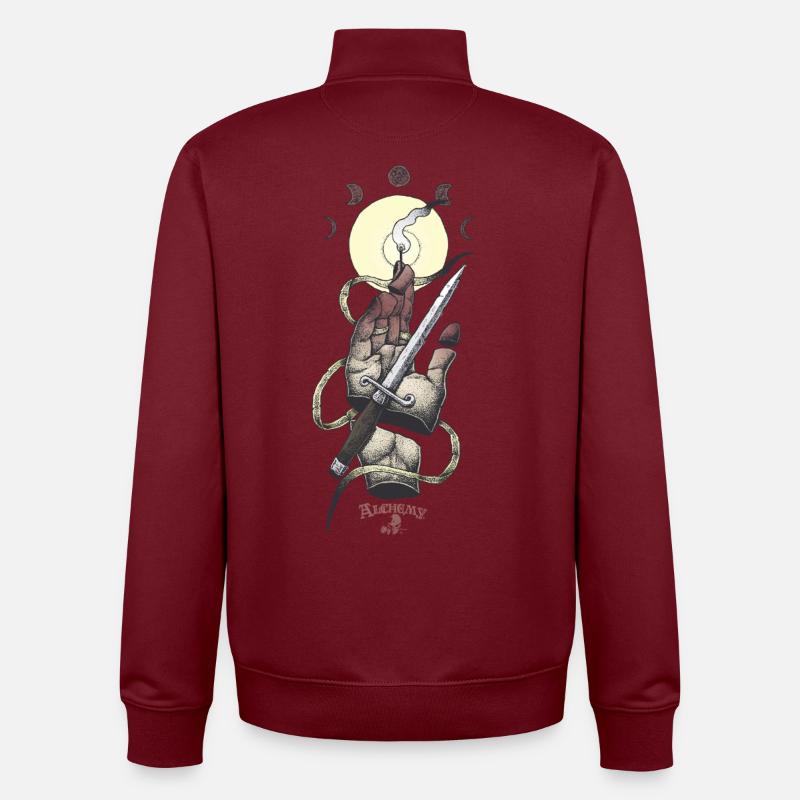 Alchemy England : main, poignards, lumière - Sweat zippé unisexe en coton bio Stanley/Stella - bordeaux