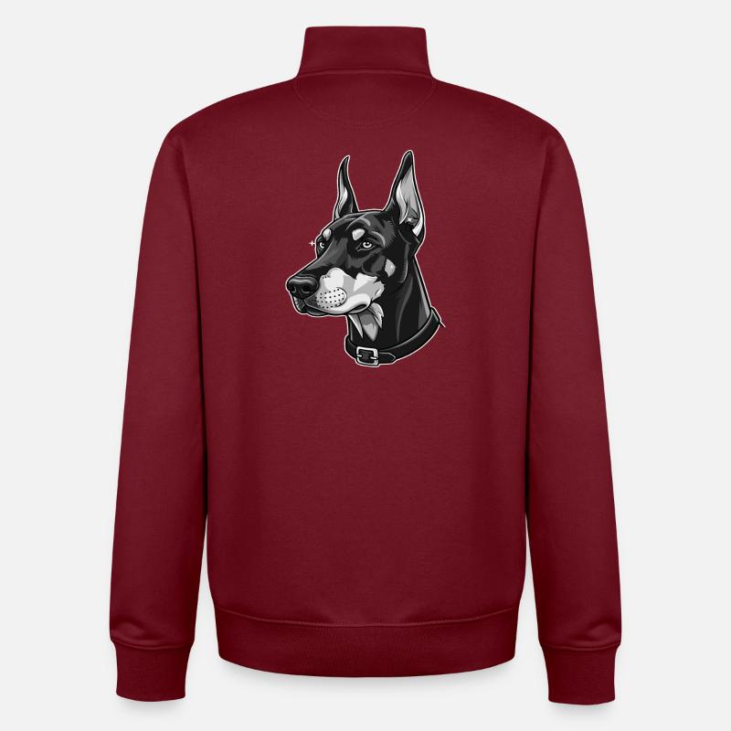 Elegantes Dobermann-Porträt - Unisex Organic Zip Sweatshirt von Stanley/Stella - Burgunderrot