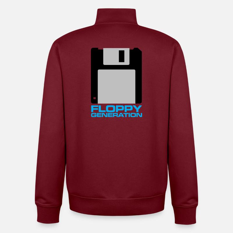 Disquette Génération 3.5 - Sweat zippé unisexe en coton bio Stanley/Stella - bordeaux