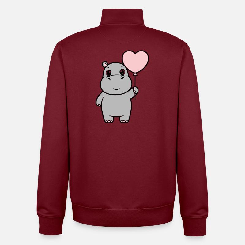 Süßes Nilpferd Herz Ballon Liebe - Unisex Organic Zip Sweatshirt von Stanley/Stella - Burgunderrot