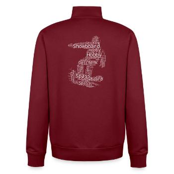 Snowboard Illustration für Snowboard - Unisex Organic Zip Sweatshirt von Stanley/Stella - Burgunderrot - Hinten - AI Model Male 185 dark (185cm)