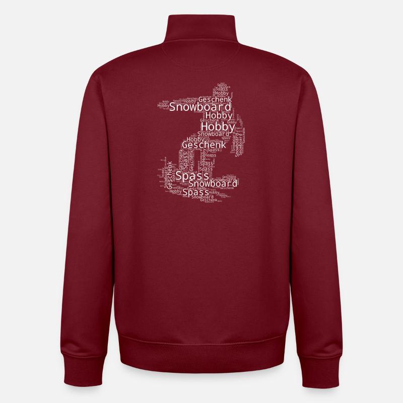 Illustration de snowboard pour snowboard - Sweat zippé unisexe en coton bio Stanley/Stella - bordeaux