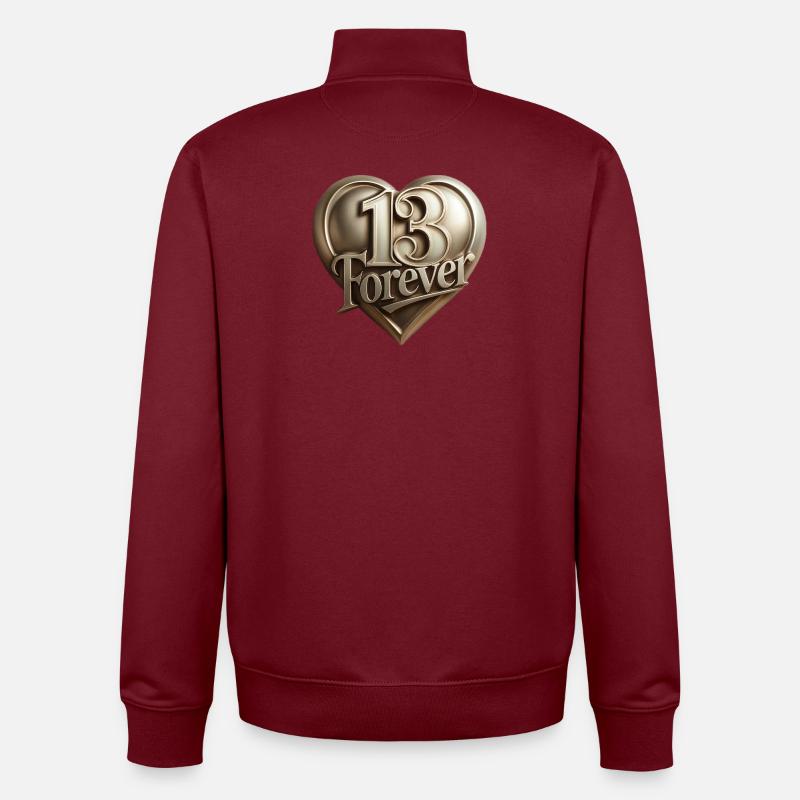 13forever in Herzform - Unisex Organic Zip Sweatshirt von Stanley/Stella - Burgunderrot