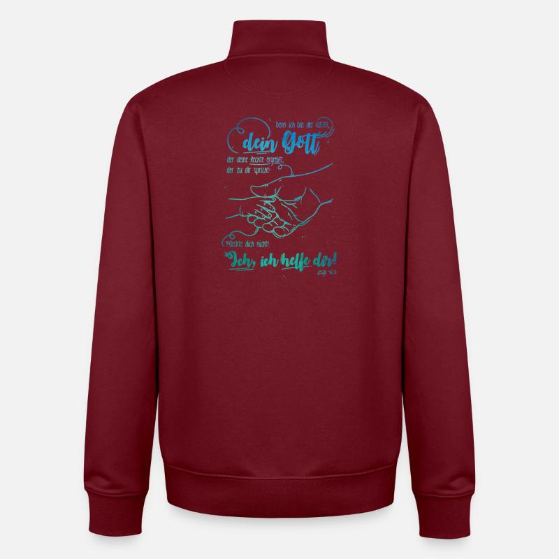 Jesaja Bibelvers Ich helfe dir - Unisex Organic Zip Sweatshirt von Stanley/Stella - Burgunderrot