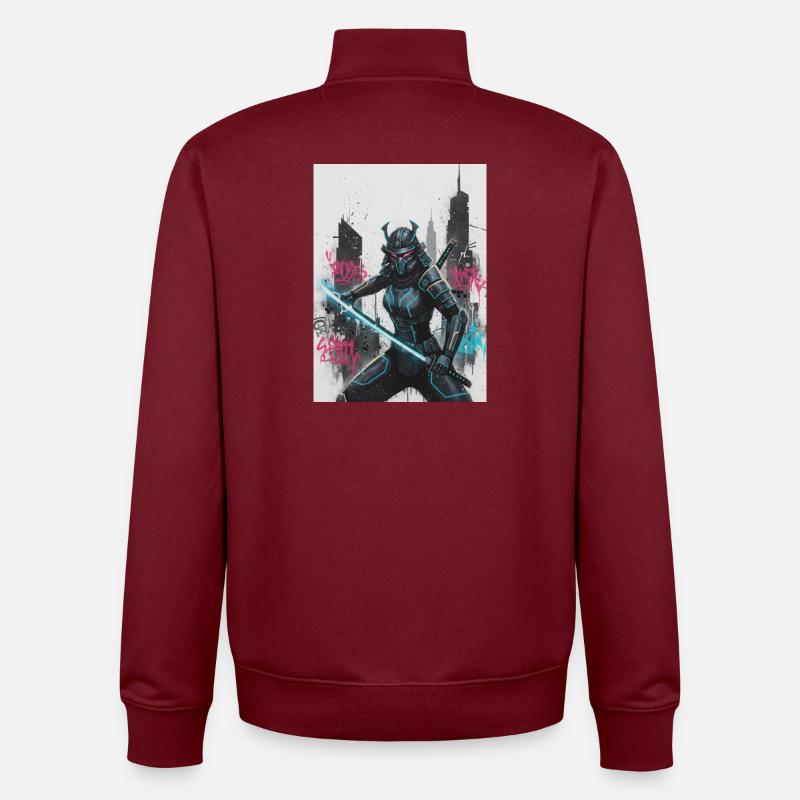Cyber Samurai Neon Blade - Sweat zippé unisexe en coton bio Stanley/Stella - bordeaux