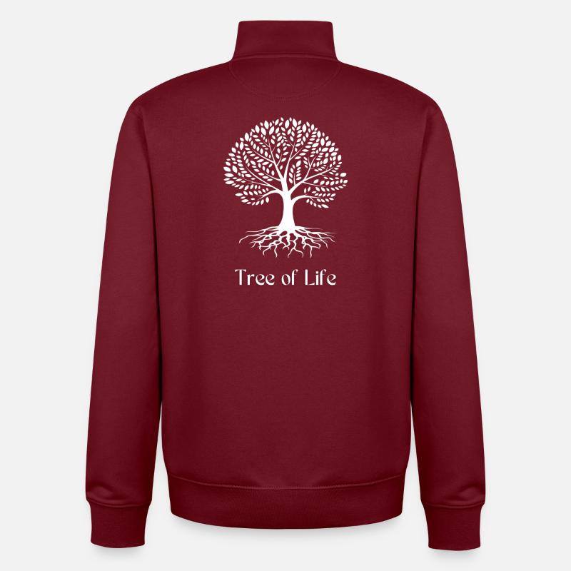 Arbre de Vie Silhouette Blanc - Sweat zippé unisexe en coton bio Stanley/Stella - bordeaux