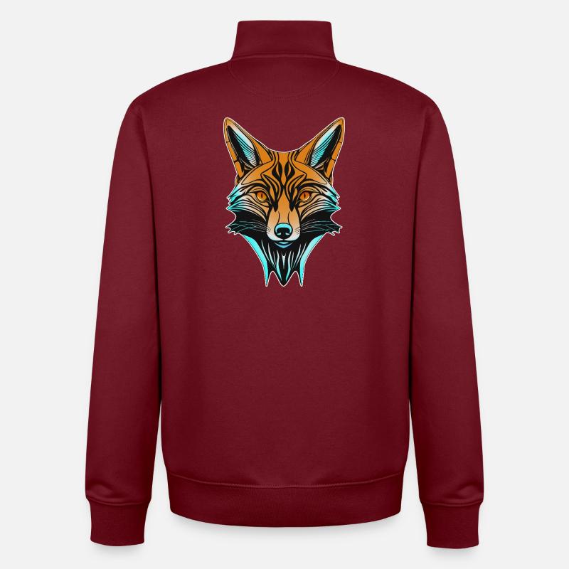 Neon Fox Head - Unisex Organic Zip Sweatshirt by Stanley/Stella - burgundy