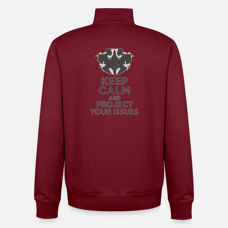 Keep calm and project your issuses - Unisex Organic Zip Sweatshirt by Stanley/Stella - burgundy
