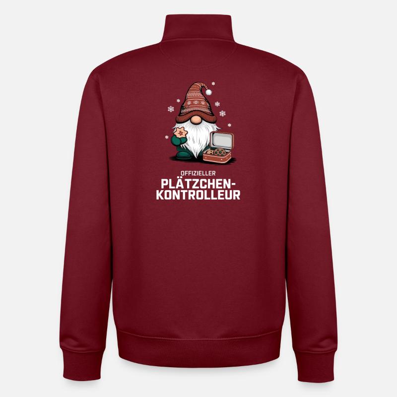 Official Cookie Inspector Gnome - Unisex Organic Zip Sweatshirt by Stanley/Stella - burgundy