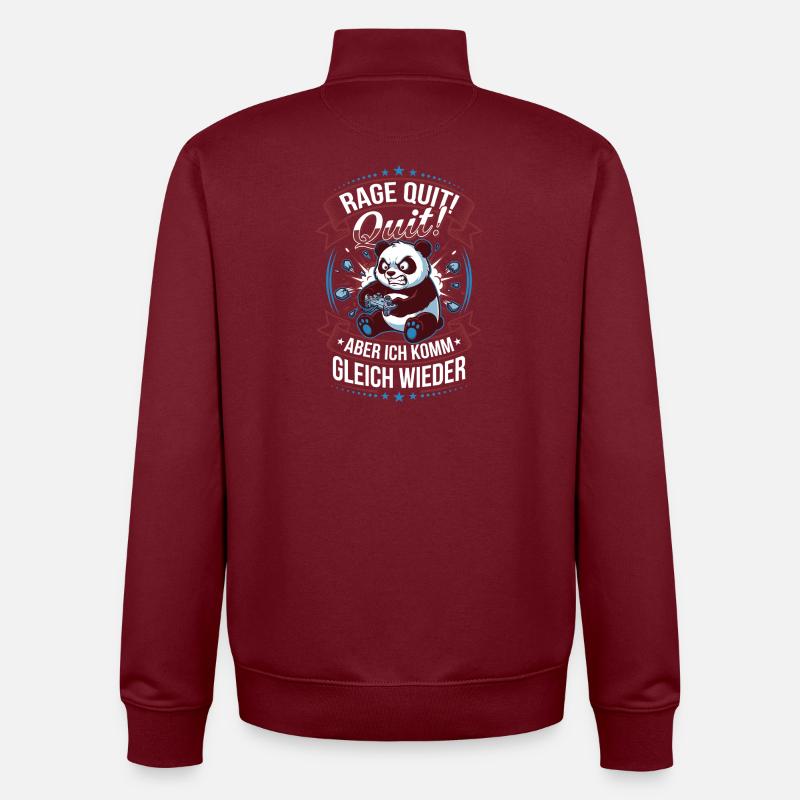 Rage Quit Panda Komm Bald Zurück - Unisex Organic Zip Sweatshirt von Stanley/Stella - Burgunderrot