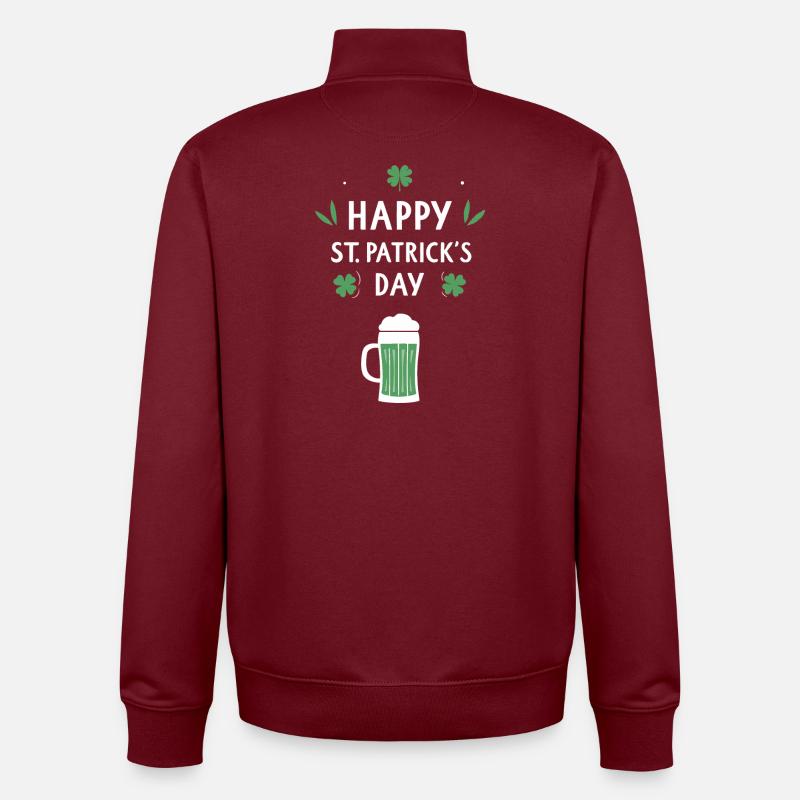 St. Patrick's Day Bier & Kleeblatt - Unisex Organic Zip Sweatshirt von Stanley/Stella - Burgunderrot