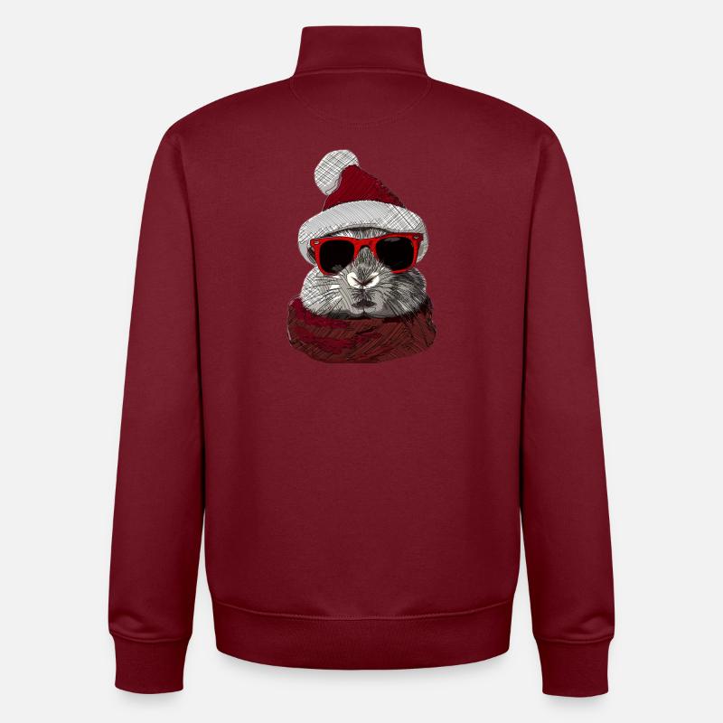Lunettes Lapin Noël Motif Lapin - Sweat zippé unisexe en coton bio Stanley/Stella - bordeaux