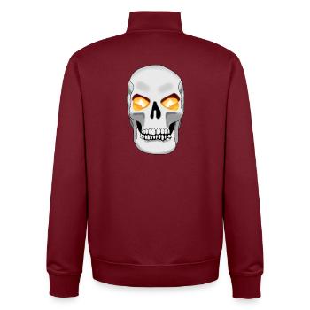 Crâne avec bougie - Sweat zippé unisexe en coton bio Stanley/Stella - bordeaux - Dos - AI Model Male 185 dark (185cm)
