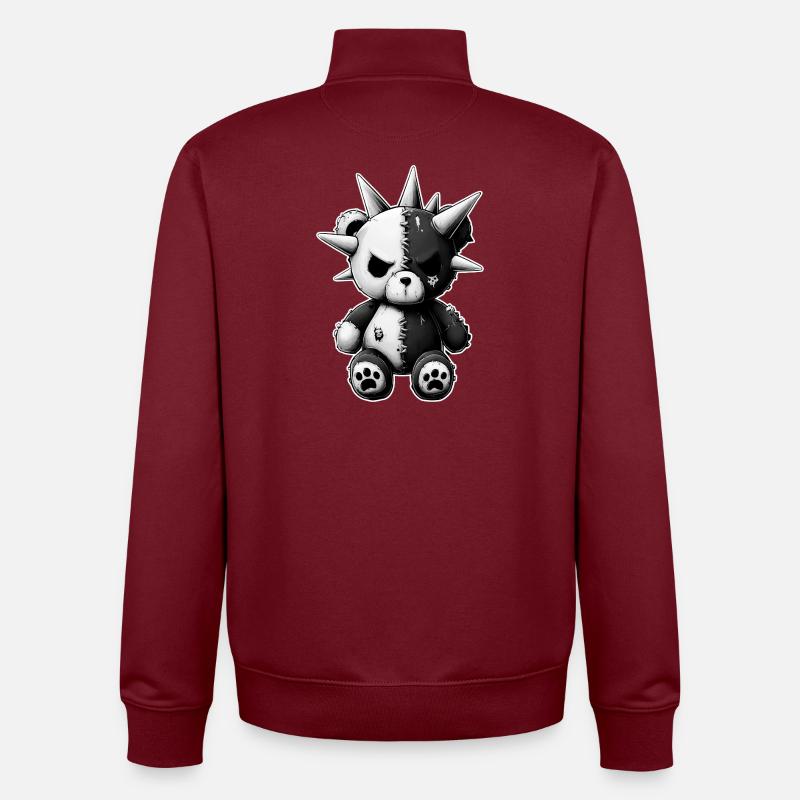 Punk peluche Broken Skull - Sweat zippé unisexe en coton bio Stanley/Stella - bordeaux
