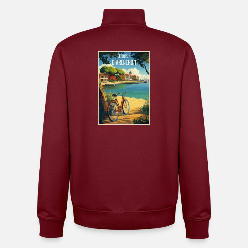 Reflet du Bassin d'Arcachon en Été - Sweat zippé unisexe en coton bio Stanley/Stella - bordeaux