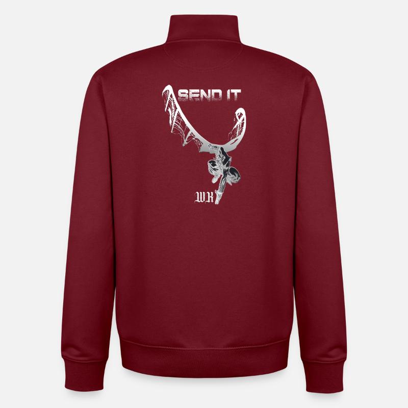 Send It Skelettdrache Grunge - Unisex Organic Zip Sweatshirt von Stanley/Stella - Burgunderrot