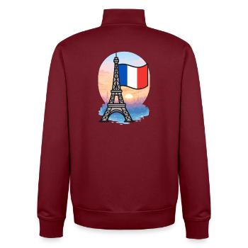 Tour Eiffel Paris Drapeau français - Sweat zippé unisexe en coton bio Stanley/Stella - bordeaux - Dos - AI Model Male 185 dark (185cm)
